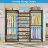 imageVIPEK S3 Heavy Duty Garment Rack Freestanding Clothes Rack Closet Storage Organizer Large Wardrobe with 6Tier Shoe Rack Hanging Rod Adjustable Shelf 689quot L x 157quot W x 764quot H BlackBlack Rack With Black Cover