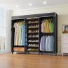 imageVIPEK S3 Heavy Duty Garment Rack Freestanding Clothes Rack Closet Storage Organizer Large Wardrobe with 6Tier Shoe Rack Hanging Rod Adjustable Shelf 689quot L x 157quot W x 764quot H BlackBlack Rack With Black Cover