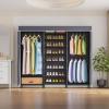imageVIPEK S3 Heavy Duty Garment Rack Freestanding Clothes Rack Closet Storage Organizer Large Wardrobe with 6Tier Shoe Rack Hanging Rod Adjustable Shelf 689quot L x 157quot W x 764quot H BlackBlack Rack With Grey Cover