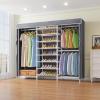 imageVIPEK S3 Heavy Duty Garment Rack Freestanding Clothes Rack Closet Storage Organizer Large Wardrobe with 6Tier Shoe Rack Hanging Rod Adjustable Shelf 689quot L x 157quot W x 764quot H BlackWhite Rack With Grey Cover