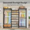 imageVIPEK S3 Heavy Duty Garment Rack Freestanding Clothes Rack Closet Storage Organizer Large Wardrobe with 6Tier Shoe Rack Hanging Rod Adjustable Shelf 689quot L x 157quot W x 764quot H BlackBlack