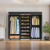 imageVIPEK S3 Heavy Duty Garment Rack Freestanding Clothes Rack Closet Storage Organizer Large Wardrobe with 6Tier Shoe Rack Hanging Rod Adjustable Shelf 689quot L x 157quot W x 764quot H BlackBlack Rack With Black Cover