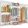imageVIPEK V10i Medium Heavy Duty Clothes Rack Freestanding Coat Rack for Hanging Clothes Wardrobe Metal Clothing Rack with 2 Slid Storage Baskets 689quot L x 157quot W x 764quot H BlackWhite
