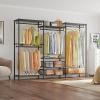 imageVIPEK V10i Medium Heavy Duty Clothes Rack Freestanding Coat Rack for Hanging Clothes Wardrobe Metal Clothing Rack with 2 Slid Storage Baskets 689quot L x 157quot W x 764quot H BlackBlack