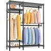 imageVIPEK V2S Heavy Duty Clothes Rack Portable Metal Clothing Racks with 4 Tiers Adjustable Wire Shelving ampamp 3 Hanging Rods Freestanding Wardrobe Portable Closet Rack Max Load 800LBS BlackBlack
