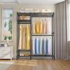 imageVIPEK V2S Heavy Duty Clothes Rack Portable Metal Clothing Racks with 4 Tiers Adjustable Wire Shelving ampamp 3 Hanging Rods Freestanding Wardrobe Portable Closet Rack Max Load 800LBS BlackBlack