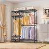 imageVIPEK V2S Heavy Duty Clothes Rack Portable Metal Clothing Racks with 4 Tiers Adjustable Wire Shelving ampamp 3 Hanging Rods Freestanding Wardrobe Portable Closet Rack Max Load 800LBS BlackBlack