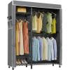 imageVIPEK V2SC Heavy Duty Clothes Rack with Upgraded Polyester Cover Metal Portable Closet with Adjustable Shelves ampamp Hanging Rods Freestanding Wardrobe Closet for Bedroom Max Load 800LBSBlack Rack With Grey Cover
