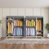 imageVIPEK V2SC Heavy Duty Clothes Rack with Upgraded Polyester Cover Metal Portable Closet with Adjustable Shelves ampamp Hanging Rods Freestanding Wardrobe Closet for Bedroom Max Load 800LBSWhite Rack with Grey Cover