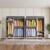 imageVIPEK V2SC Heavy Duty Clothes Rack with Upgraded Polyester Cover Metal Portable Closet with Adjustable Shelves ampamp Hanging Rods Freestanding Wardrobe Closet for Bedroom Max Load 800LBSWhite Rack with Black Cover