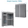 imageVIPEK V2SC Heavy Duty Clothes Rack with Upgraded Polyester Cover Metal Portable Closet with Adjustable Shelves ampamp Hanging Rods Freestanding Wardrobe Closet for Bedroom Max Load 800LBSWhite Rack with Grey Cover