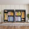 imageVIPEK V2SC Heavy Duty Clothes Rack with Upgraded Polyester Cover Metal Portable Closet with Adjustable Shelves ampamp Hanging Rods Freestanding Wardrobe Closet for Bedroom Max Load 800LBSBlack Rack With Black Cover