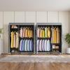imageVIPEK V2SC Heavy Duty Clothes Rack with Upgraded Polyester Cover Metal Portable Closet with Adjustable Shelves ampamp Hanging Rods Freestanding Wardrobe Closet for Bedroom Max Load 800LBSBlack Rack With Grey Cover