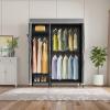 imageVIPEK V2SC Heavy Duty Clothes Rack with Upgraded Polyester Cover Metal Portable Closet with Adjustable Shelves ampamp Hanging Rods Freestanding Wardrobe Closet for Bedroom Max Load 800LBSBlack Rack With Grey Cover