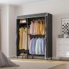 imageVIPEK V2SC Heavy Duty Clothes Rack with Upgraded Polyester Cover Metal Portable Closet with Adjustable Shelves ampamp Hanging Rods Freestanding Wardrobe Closet for Bedroom Max Load 800LBSBlack Rack With Black Cover