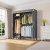imageVIPEK V2SC Heavy Duty Clothes Rack with Upgraded Polyester Cover Metal Portable Closet with Adjustable Shelves ampamp Hanging Rods Freestanding Wardrobe Closet for Bedroom Max Load 800LBSBlack Rack With Grey Cover