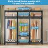 imageVIPEK V30 Heavy Duty Clothes Rack with 7 Adjustable Shelves ampamp 2 Hang Rods Portable Closet Metal Clothing Rack Freestanding Wardrobe Closet for Hanging Clothes Max Load 870lbsBlack Rack With Grey Cover