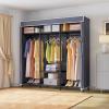 imageVIPEK V30 Heavy Duty Clothes Rack with 7 Adjustable Shelves ampamp 2 Hang Rods Portable Closet Metal Clothing Rack Freestanding Wardrobe Closet for Hanging Clothes Max Load 870lbsBlack Rack With Grey Cover