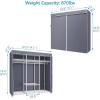 imageVIPEK V30 Heavy Duty Clothes Rack with 7 Adjustable Shelves ampamp 2 Hang Rods Portable Closet Metal Clothing Rack Freestanding Wardrobe Closet for Hanging Clothes Max Load 870lbsWhite Rack With Grey Cover