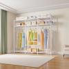 imageVIPEK V30 Heavy Duty Clothes Rack with 7 Adjustable Shelves ampamp 2 Hang Rods Portable Closet Metal Clothing Rack Freestanding Wardrobe Closet for Hanging Clothes Max Load 870lbsWhite