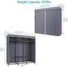 imageVIPEK V30 Heavy Duty Clothes Rack with 7 Adjustable Shelves ampamp 2 Hang Rods Portable Closet Metal Clothing Rack Freestanding Wardrobe Closet for Hanging Clothes Max Load 870lbsBlack Rack With Grey Cover