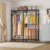 imageVIPEK V4 Heavy Duty Clothing Rack for Hanging Clothes 810lbs Load Capacity Double Rod Garment Rack with Adjustable Shelves ampamp Side Hooks Metal Wardrobe Closet System Easy to Assemble BlackBlack