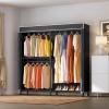 imageVIPEK V4 Heavy Duty Clothing Rack for Hanging Clothes 810lbs Load Capacity Double Rod Garment Rack with Adjustable Shelves ampamp Side Hooks Metal Wardrobe Closet System Easy to Assemble BlackBlack Rack with Black Cover