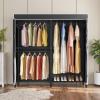 imageVIPEK V4 Heavy Duty Clothing Rack for Hanging Clothes 810lbs Load Capacity Double Rod Garment Rack with Adjustable Shelves ampamp Side Hooks Metal Wardrobe Closet System Easy to Assemble BlackBlack Rack with Black Cover