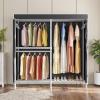 imageVIPEK V4 Heavy Duty Clothing Rack for Hanging Clothes 810lbs Load Capacity Double Rod Garment Rack with Adjustable Shelves ampamp Side Hooks Metal Wardrobe Closet System Easy to Assemble BlackWhite Rack with Black Cover