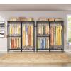 imageVIPEK V4 Heavy Duty Clothing Rack for Hanging Clothes 810lbs Load Capacity Double Rod Garment Rack with Adjustable Shelves ampamp Side Hooks Metal Wardrobe Closet System Easy to Assemble BlackBlack