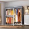 imageVIPEK V4 Heavy Duty Clothing Rack for Hanging Clothes 810lbs Load Capacity Double Rod Garment Rack with Adjustable Shelves ampamp Side Hooks Metal Wardrobe Closet System Easy to Assemble BlackWhite Rack with Grey Cover