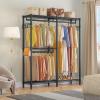 imageVIPEK V4 Heavy Duty Clothing Rack for Hanging Clothes 810lbs Load Capacity Double Rod Garment Rack with Adjustable Shelves ampamp Side Hooks Metal Wardrobe Closet System Easy to Assemble BlackBlack