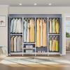 imageVIPEK V40C Covered Clothes Rack Heavy Duty Clothing Rack with Cover Custom Freestanding Closet Portable Wardrobe Closet for Bedroom Large Black Coset Rack with Black Oxford Fabric CoverWhite Rack With Grey Cover