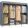 imageVIPEK V40C Covered Clothes Rack Heavy Duty Clothing Rack with Cover Custom Freestanding Closet Portable Wardrobe Closet for Bedroom Large Black Coset Rack with Black Oxford Fabric CoverBlack Rack With Grey Cover
