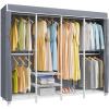 imageVIPEK V40C Covered Clothes Rack Heavy Duty Clothing Rack with Cover Custom Freestanding Closet Portable Wardrobe Closet for Bedroom Large Black Coset Rack with Black Oxford Fabric CoverWhite Rack With Grey Cover