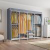 imageVIPEK V40C Covered Clothes Rack Heavy Duty Clothing Rack with Cover Custom Freestanding Closet Portable Wardrobe Closet for Bedroom Large Black Coset Rack with Black Oxford Fabric CoverWhite Rack With Grey Cover