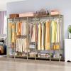 imageVIPEK V50 Extra Large Portable Closet Rack Bedroom Armoire Freestanding Wardrobe Closet Heavy Duty Clothes Rack MultiFunctional Metal Clothing Rack for Hanging Clothes Max Load 1300lbs BlackGold