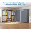 imageVIPEK V5C SE Covered Clothes Rack Heavy Duty Garment Rack with Cover and Adjustable Shelves Freestanding Portable Closet Wardrobe Closet Racks Black Clothing Rack with Black Upgarded Polyester CoverBlack Rack with Grey Cover