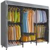 imageVIPEK V5C SE Covered Clothes Rack Heavy Duty Garment Rack with Cover and Adjustable Shelves Freestanding Portable Closet Wardrobe Closet Racks Black Clothing Rack with Black Upgarded Polyester CoverBlack Rack With Grey Polyester Cover