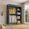 imageVIPEK V7 Garment Rack for Hanging Clothes Heavy Duty Clothes Rack with Shelves Portable Closet Racks Metal Clothing Racks 5 Tiers Freestanding Closet Wardrobe System Max Load 670lbs BlackBlack Rack with Black Upgraded Cover