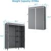 imageVIPEK V7 Garment Rack for Hanging Clothes Heavy Duty Clothes Rack with Shelves Portable Closet Racks Metal Clothing Racks 5 Tiers Freestanding Closet Wardrobe System Max Load 670lbs BlackBlack Rack with Grey Upgraded Cover