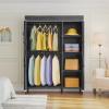 imageVIPEK V7 Garment Rack for Hanging Clothes Heavy Duty Clothes Rack with Shelves Portable Closet Racks Metal Clothing Racks 5 Tiers Freestanding Closet Wardrobe System Max Load 670lbs BlackBlack Rack with Black Upgraded Cover