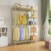 imageVIPEK V7 Garment Rack for Hanging Clothes Heavy Duty Clothes Rack with Shelves Portable Closet Racks Metal Clothing Racks 5 Tiers Freestanding Closet Wardrobe System Max Load 670lbs BlackGold