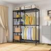 imageVIPEK V7 Garment Rack for Hanging Clothes Heavy Duty Clothes Rack with Shelves Portable Closet Racks Metal Clothing Racks 5 Tiers Freestanding Closet Wardrobe System Max Load 670lbs BlackBlack