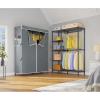 imageVIPEK V7 Garment Rack for Hanging Clothes Heavy Duty Clothes Rack with Shelves Portable Closet Racks Metal Clothing Racks 5 Tiers Freestanding Closet Wardrobe System Max Load 670lbs BlackBlack Rack with Grey Upgraded Cover
