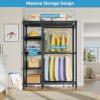 imageVIPEK V7 Garment Rack for Hanging Clothes Heavy Duty Clothes Rack with Shelves Portable Closet Racks Metal Clothing Racks 5 Tiers Freestanding Closet Wardrobe System Max Load 670lbs BlackBlack