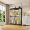 imageVIPEK X1 Expandable Clothes Rack Heavy Duty Adjustable from 2 to 35quot with Adjustable Shelves and Hanger Rods Reachin ampamp Walkin Closets Metal Garment Racks Portable Closet BlackBlack