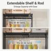 imageVIPEK X1 Expandable Clothes Rack Heavy Duty Adjustable from 2 to 35quot with Adjustable Shelves and Hanger Rods Reachin ampamp Walkin Closets Metal Garment Racks Portable Closet BlackBlack