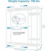 imageVIPEK X20 Expandable Metal Clothing Rack Adjustable from 33quot to 48quot Heavy Duty Garment Racks with Adjustable Shelves and Hanger Rods Portable Wardrobe Open Closet Rack System BlackWhite