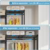 imageVIPEK X20 Expandable Metal Clothing Rack Adjustable from 33quot to 48quot Heavy Duty Garment Racks with Adjustable Shelves and Hanger Rods Portable Wardrobe Open Closet Rack System BlackBlack